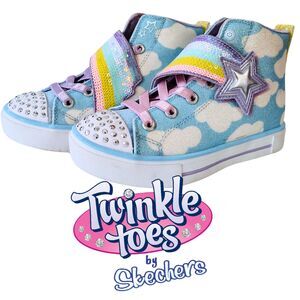 Girls Twinkle Toes Sz 11 Sparks Shooting Star Sequin Glitter Hi Top Shoes